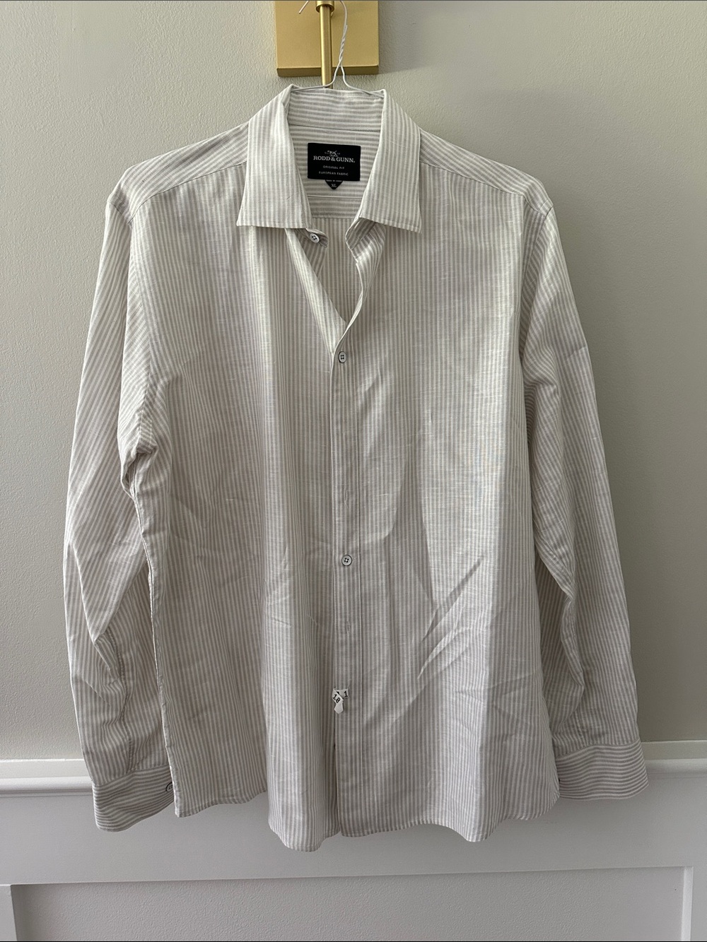 Rodd & Gunn White Dress Shirt with Light Gray Pinstripes